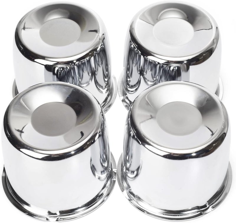 RTRHINOTUNING 4.25" Hub 3.72" H Push Through Center Caps Chrome for Trailers Trucks Wheel Rims 4 Pack - Image 1